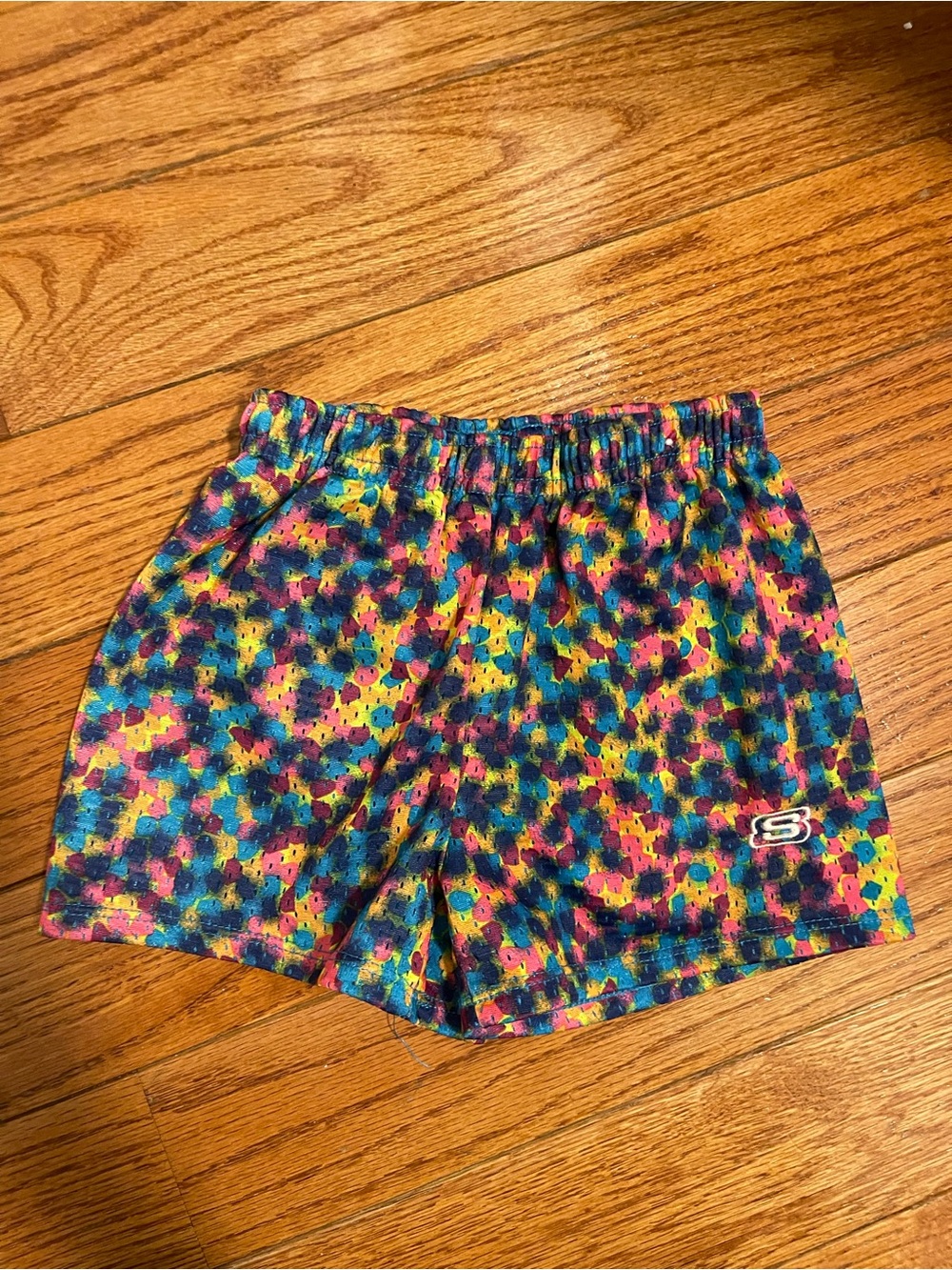 Skechers Girls Multicolor Teal Pink Yellow Navy Athletic Shorts